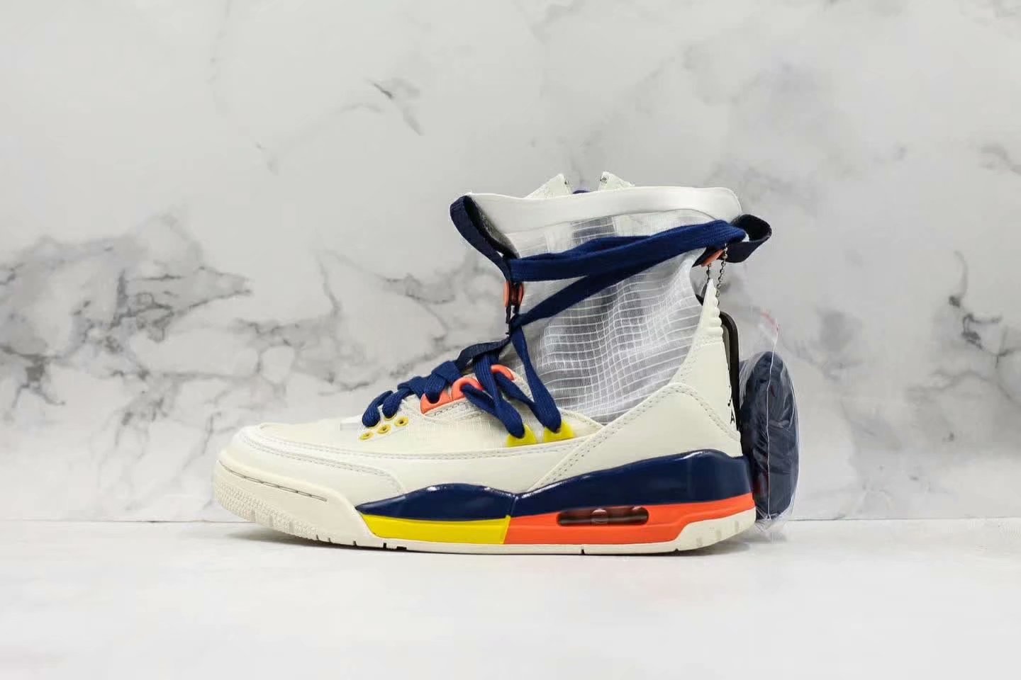 2020 Women Air Jordan 3 RTR EXP Lite White Blue Yellow Red - Click Image to Close